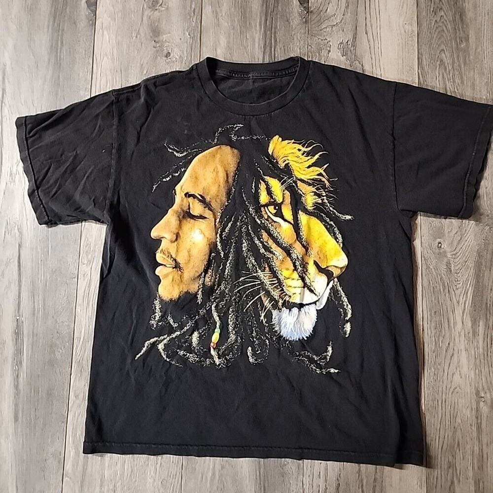 Bob Marley 2007 Shirt Mens M Black Lion Face Zion Rootswear One Love Music